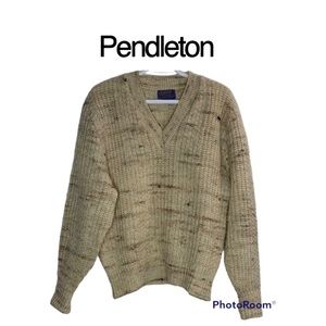 🔥⬇️50% OFF MOVING SALE!! PENDLETON Beige Spiced Speckled Wool Sweater Cardigan